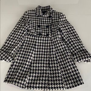 Express Black & White Houndstooth Pea Coat XS